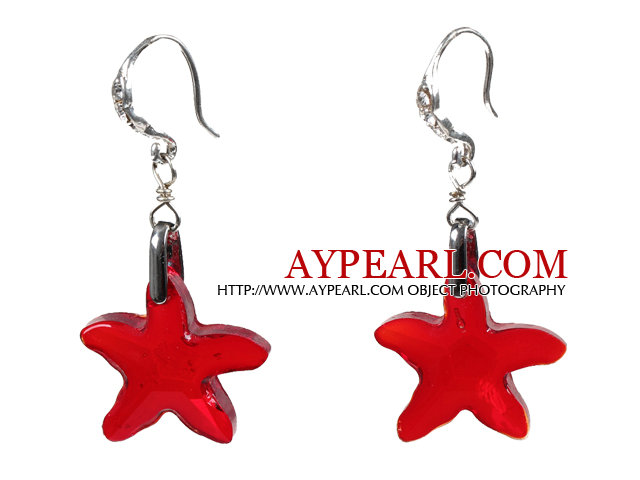 Boucles d'oreilles Fashion Style Starfish Red Crystal Dangle