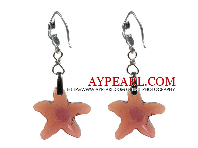 Fashion Style Reddish Brown Starfish Crystal Dangle örhängen