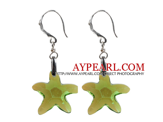 Fashion Style Green Starfish Crystal Dangle Earrings