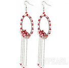 New Style Red Series Red and Pink Crystal Tassel Fashion Earrings