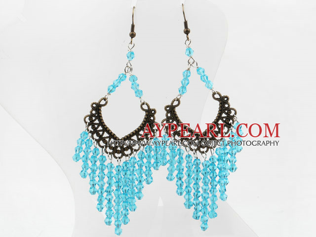 Vintage Blue Style Boucles d'oreilles de couleur cristal facetté