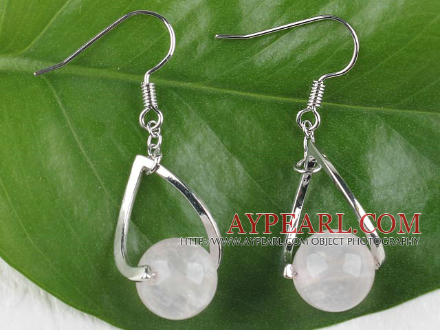 Favourite 10Mm Round Rose Quartz Ball Dangle Earrings With Fish Hook