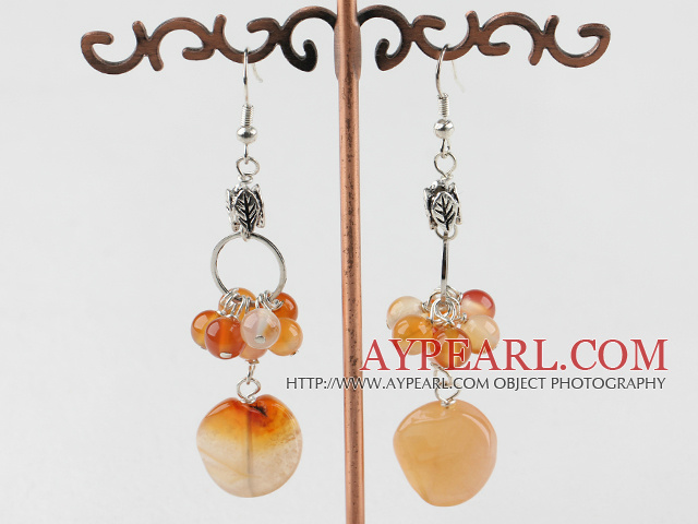 longues boucles d'oreilles en agate de style