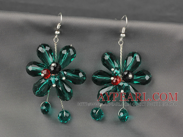 Fashion Style Peacock Series Peacock Crystal Flower Earrings
