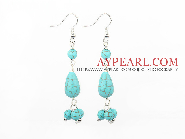 Fashion Multi Blue Burst Pattern Turquoise Dangle Earrings With Fish Hook