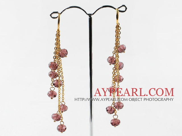 gorgeous crystal long earrings on golden chain