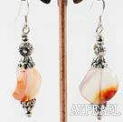 waved shape agate earrings with flower charms