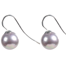 Classic Design Round Shape 10mm Light Purple Seashell Beads Earrings