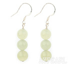 Beautiful Layer Round Serpentine Jade Beaded Dangle Earrings With Fish Hook