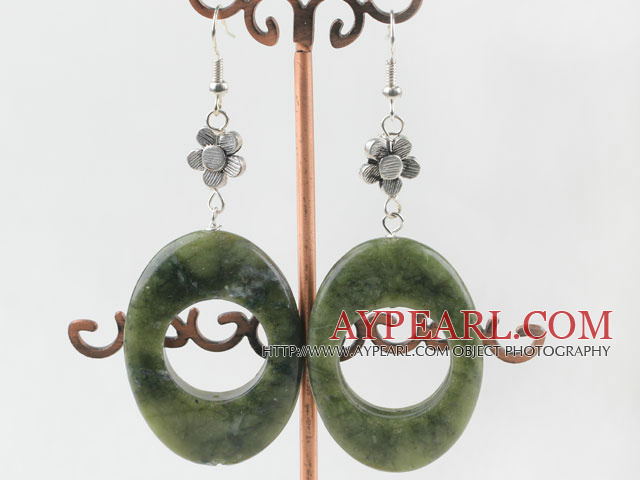 Beautiful 30*40Mm Chunky Style Large Hollow Out Gemstone Dangle Earrings