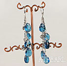 ballants mer style forme de goutte de verre bleu perles Boucles d'oreilles