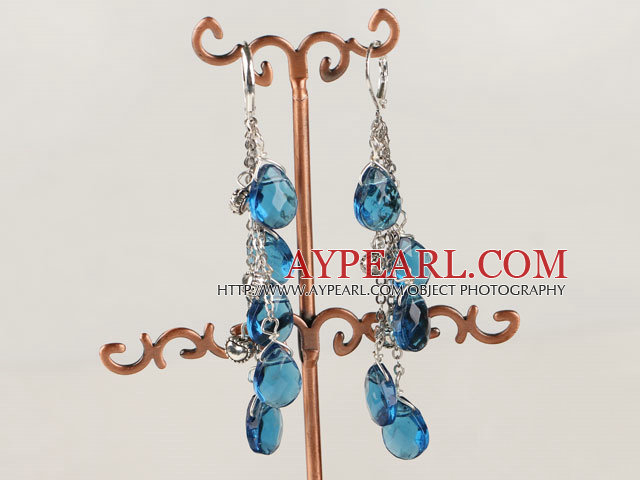 ballants mer style forme de goutte de verre bleu perles Boucles d'oreilles