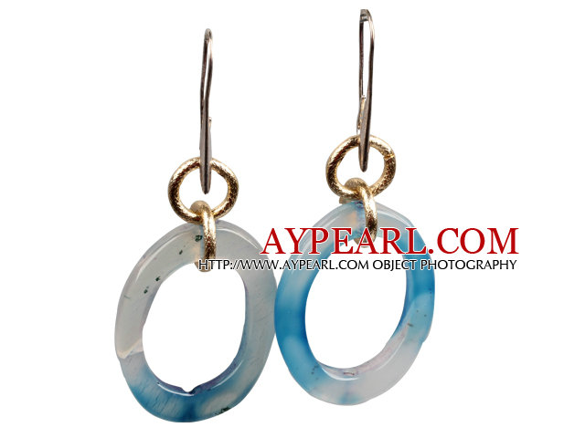 Simple Fashion Donut Shape Blue Agate Dangle Earrings