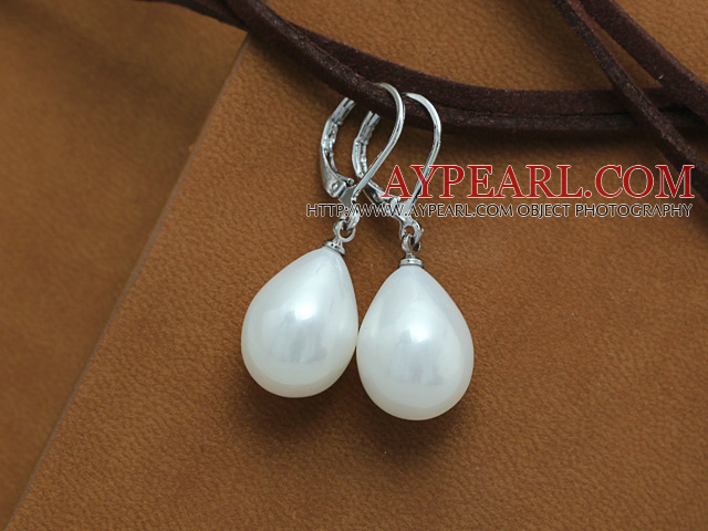 drop shape 12*16 mm white sea shell bead earrings
