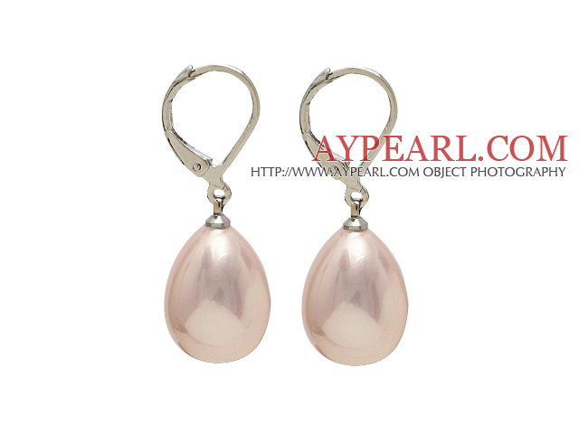 drop shape 12*16 mm baby face pink sea shell bead earrings