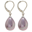 baisse de forme 12 * 16 mm violet shell perle boucles d'oreilles de mer