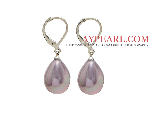 drop shape 12*16 mm purple sea shell bead earrings