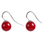 Classic Design Round Shape 10mm Red Seashell Beads Earrings