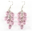 Lovely Manmade Teardrop Pink Crystal Dangle Earrings With Fish Hook