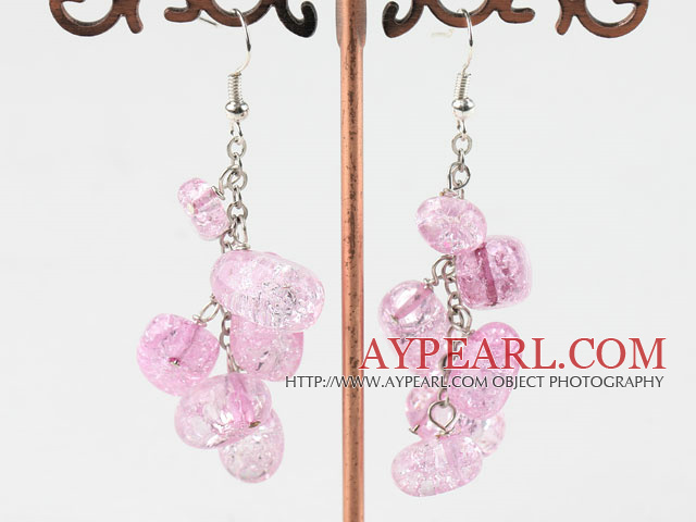 Lovely Pink Burst Pattern Crystal Earrings With Fish Hook