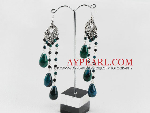 chandelier shape gorgeous black agate phoenix stone earrings