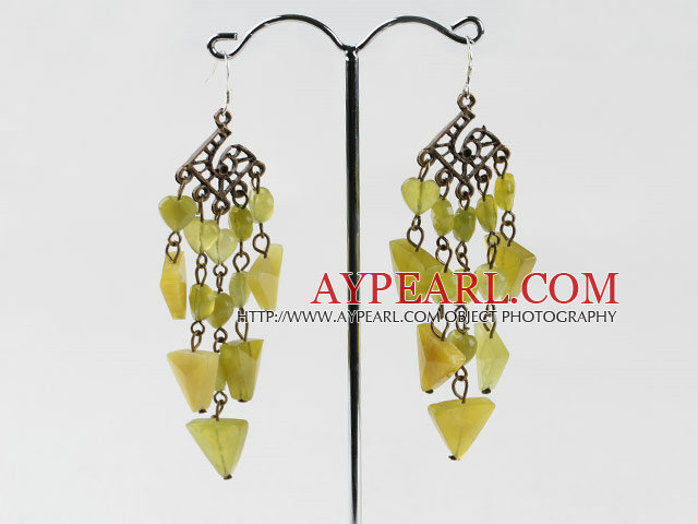 chandelier shape vintage style faceted lovely South Korea jade earrrings