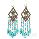 Lustre forme antique boucles d'oreilles turquoise bijoux