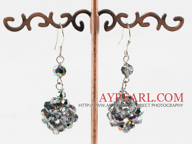 Classic Multi Colorful Crystal Ball Loop Dangle Earrings With Fish Hook