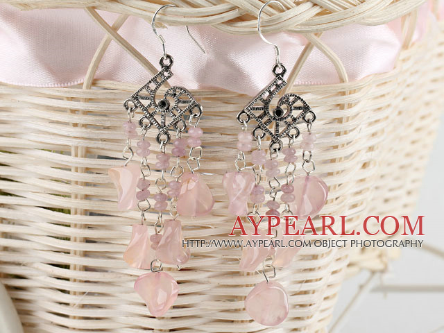 Boucles d'oreilles rose préférée de style vintage agate