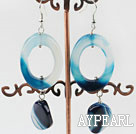 Lovely Long Style Loops Blue Agate Dangle Earrings With Fish Hook