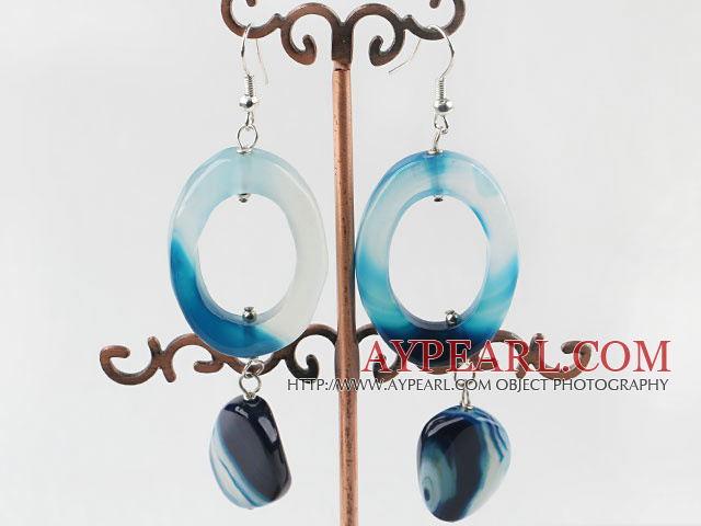 belle boucles d'oreilles agate bleue