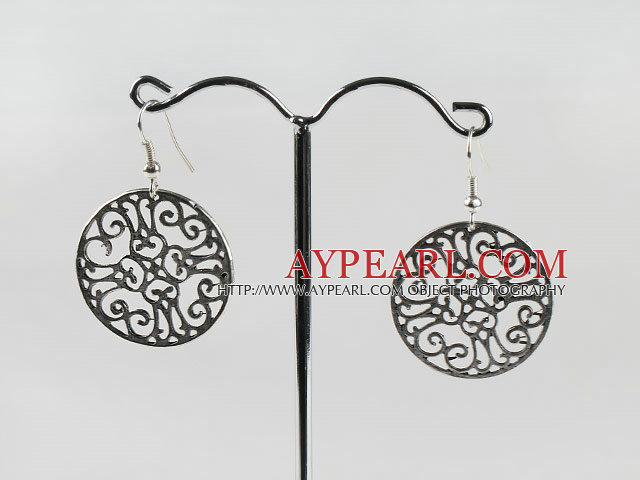 Vintage Style Ccb Silver Like Loop Round Charm Earrings With Fish Hook