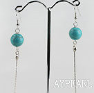 dangling style 12mm turquoise beads earrings