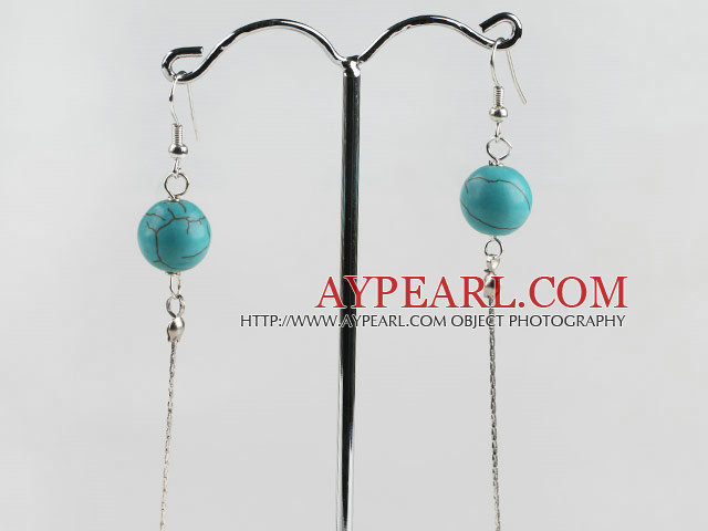 ballants style 12mm perles turquoise boucles d'oreilles