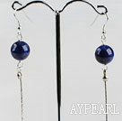 ballants 12mm style bleu boucles d'oreilles perles de lapis