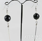 dangling style 12mm faceted  blue sandstone beads earrings