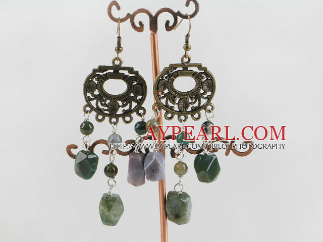 chandelier shape vintage style Indian agate earrings 