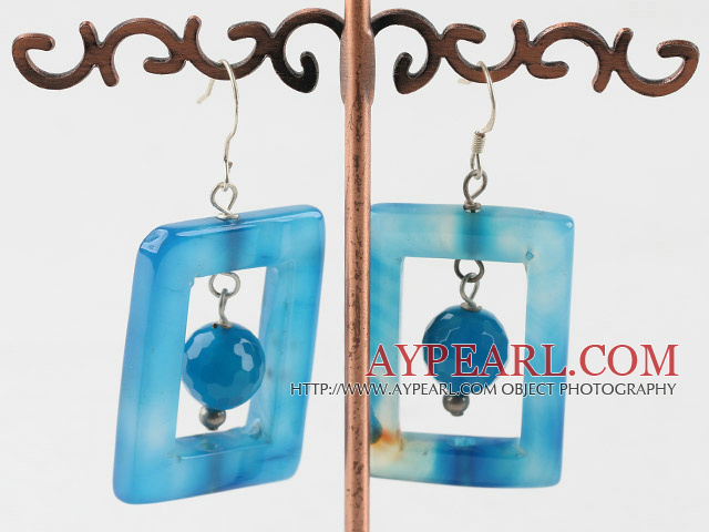 party jewerly chunky style blue agate earrings