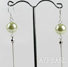 dangling style 12mm dyed green sea shell beads earrings