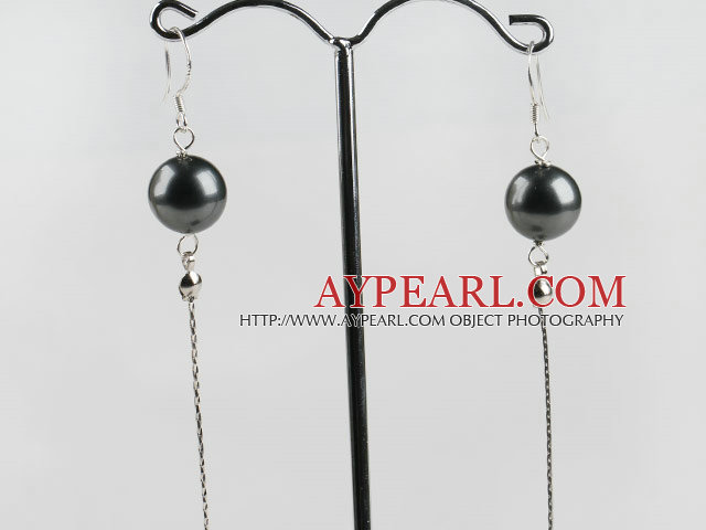 dangling 12mm stil scoici negru margele cercei