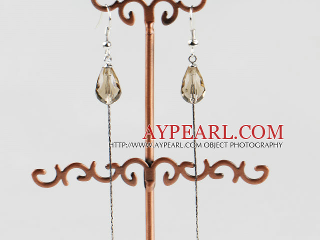 dangling style drop shape champagne color crystal earrings 