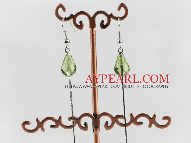 dangling style drop shape green color crystal earrings 