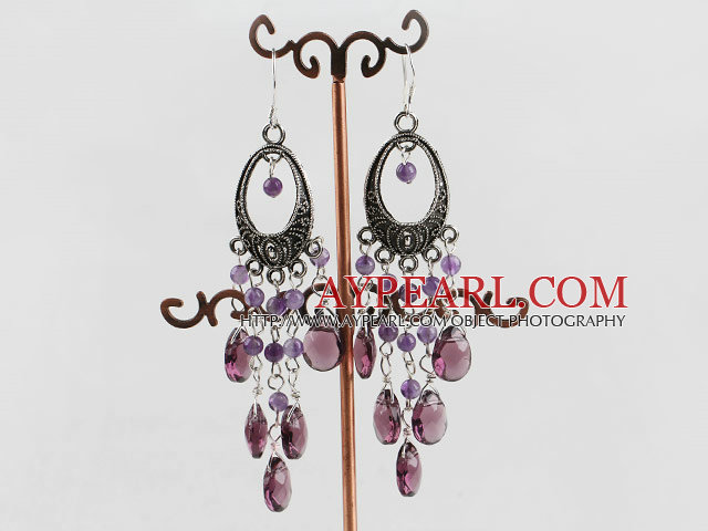 Lustre forme vintage boucles d'oreilles améthyste style