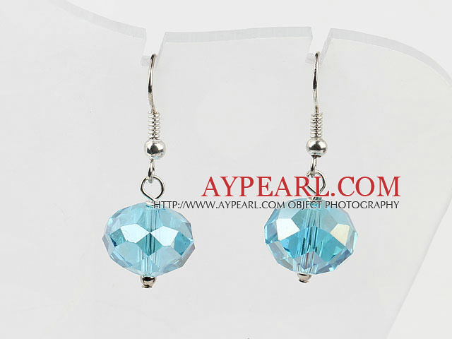 Lovely Short Style 12Mm Faceted Blue Crystal Ball Drop Earrings With Fish Hook