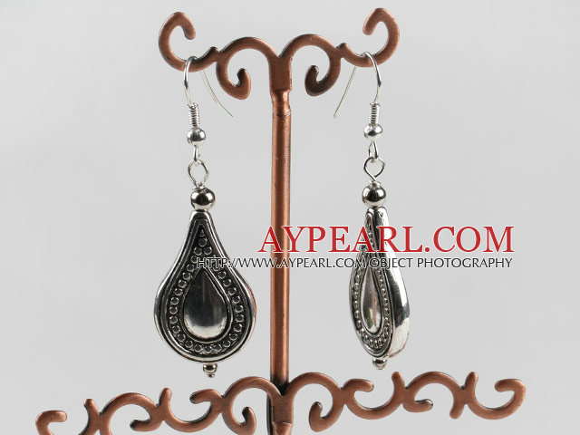 Vogue Jewelry Ccb Silver Like Teardrop Metal Charm Dangle Earrings With Fish Hook