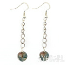 Simple Long Chain Loop Style Round Blue Agate Ball Drop Earrings With Fish Hook