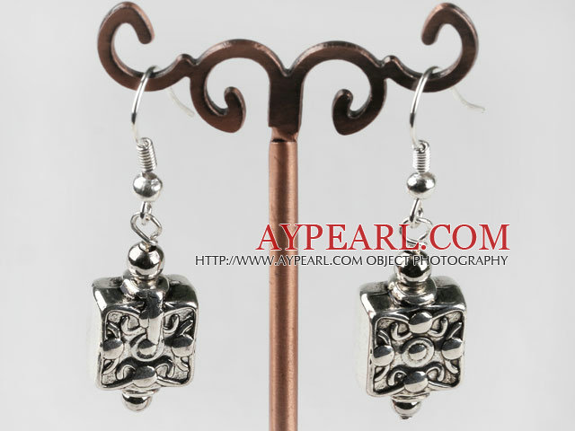 CCB silver like earrings with engraved print