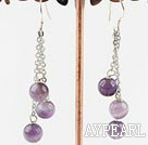 natural amethyst ball earrings