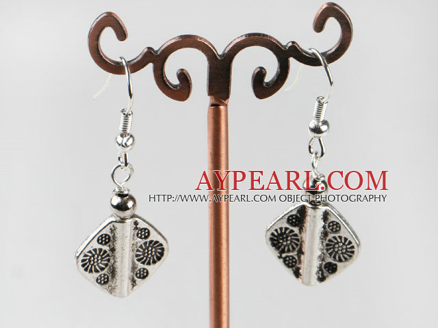 CCB silver like earrings with engraved print