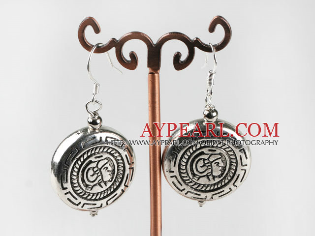 CCB silver like earrings with engraved print